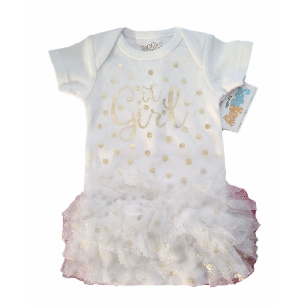 NWT Sara Kety White Tutu One Piece Bodysuit "IT GIRL" sz 6M Girls